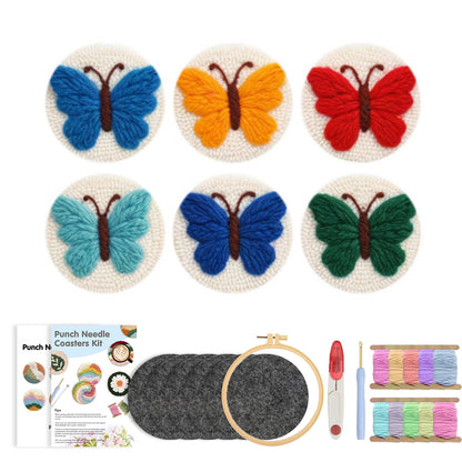 Butterfly Bloom-Punch Needle Coaster
