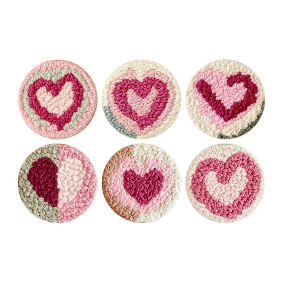 Sweetheart-Punch Needle Coaster
