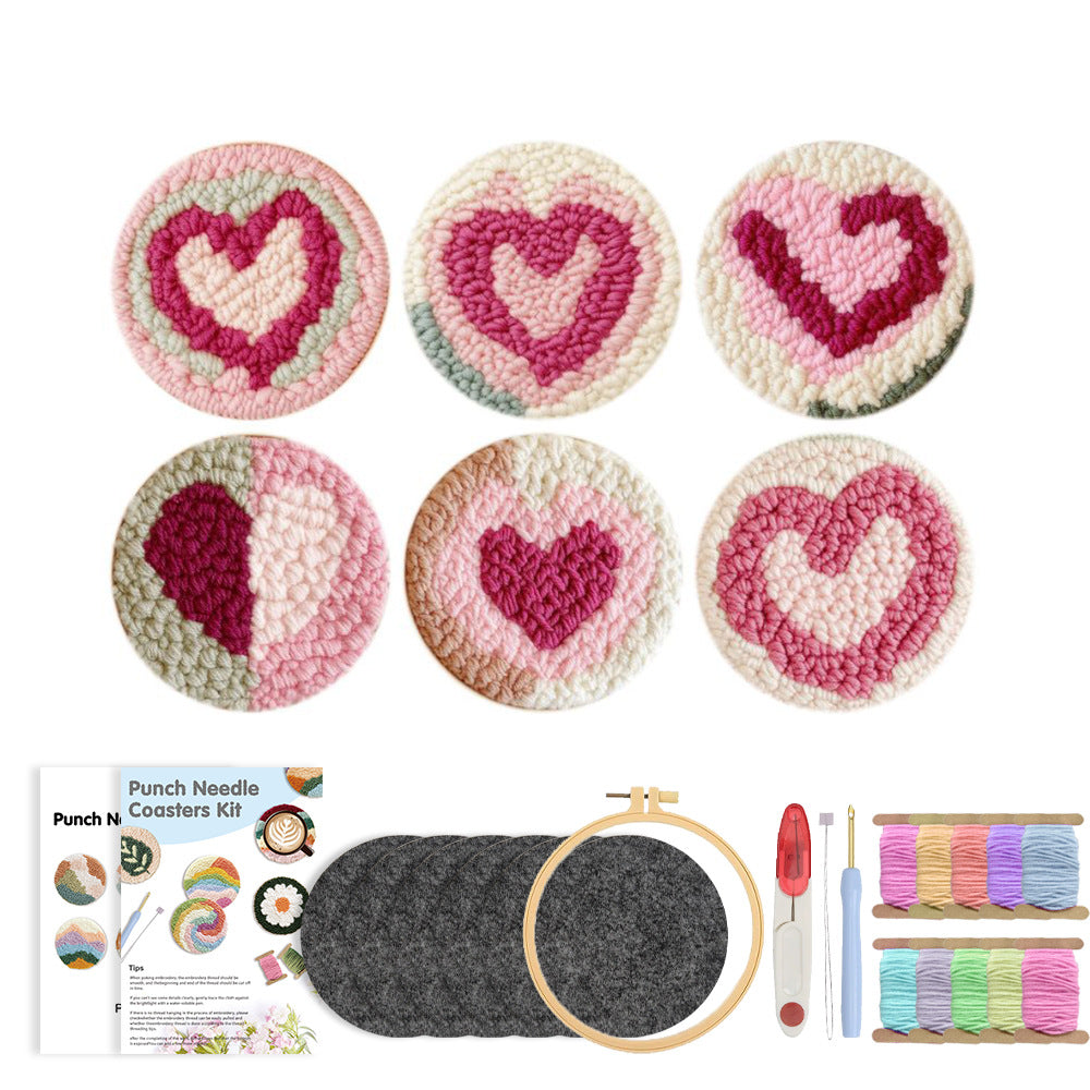 Sweetheart-Punch Needle Coaster
