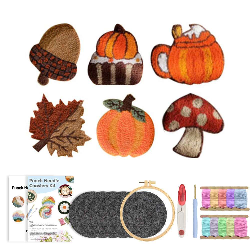 Autumn Harvest-Punch Needle Coaster