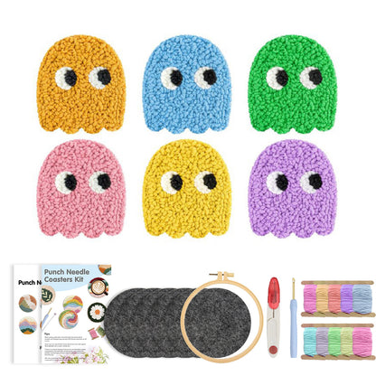 Playful Ghosts-Punch Needle Coaster
