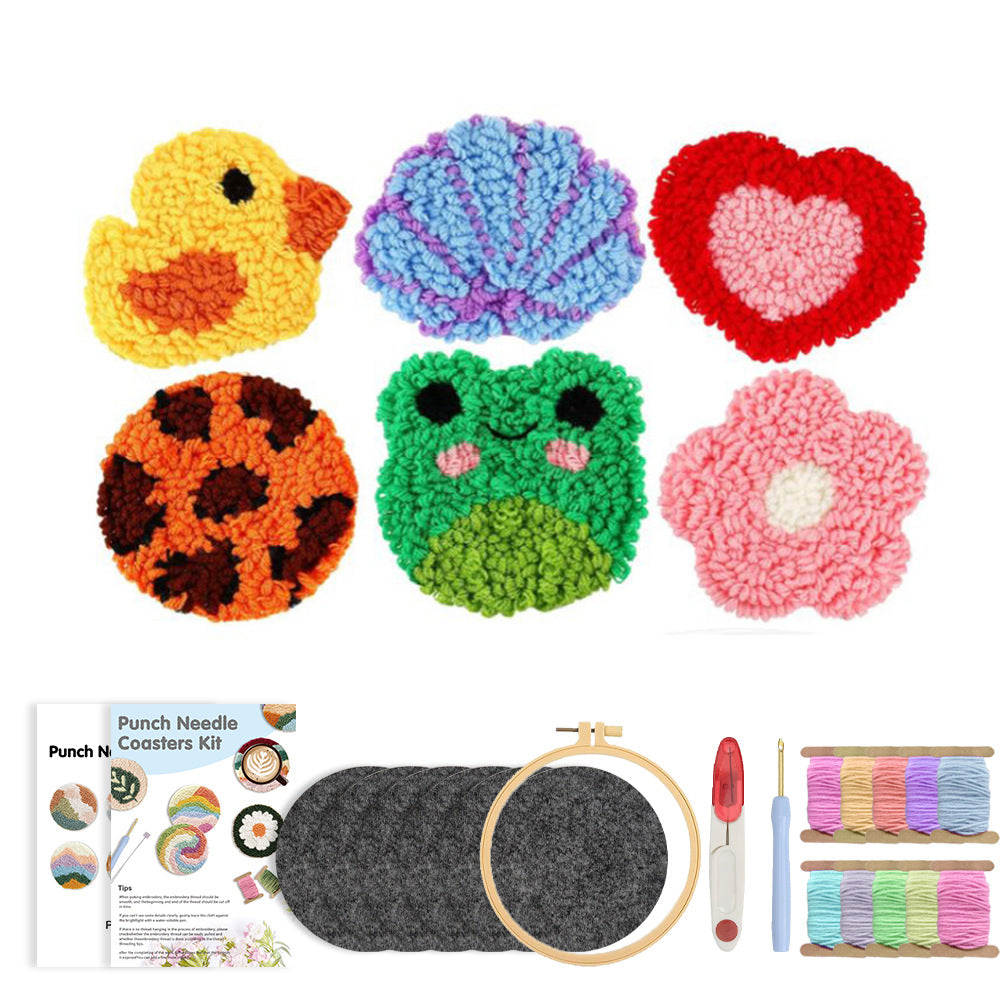 Playful Charms-Punch Needle Coaster