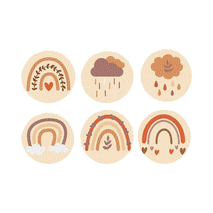 Soft Rainbow Mood-Punch Needle Coaster