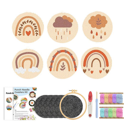 Soft Rainbow Mood-Punch Needle Coaster