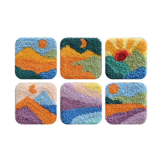 Pastel Vista Squares-Punch Needle Coaster