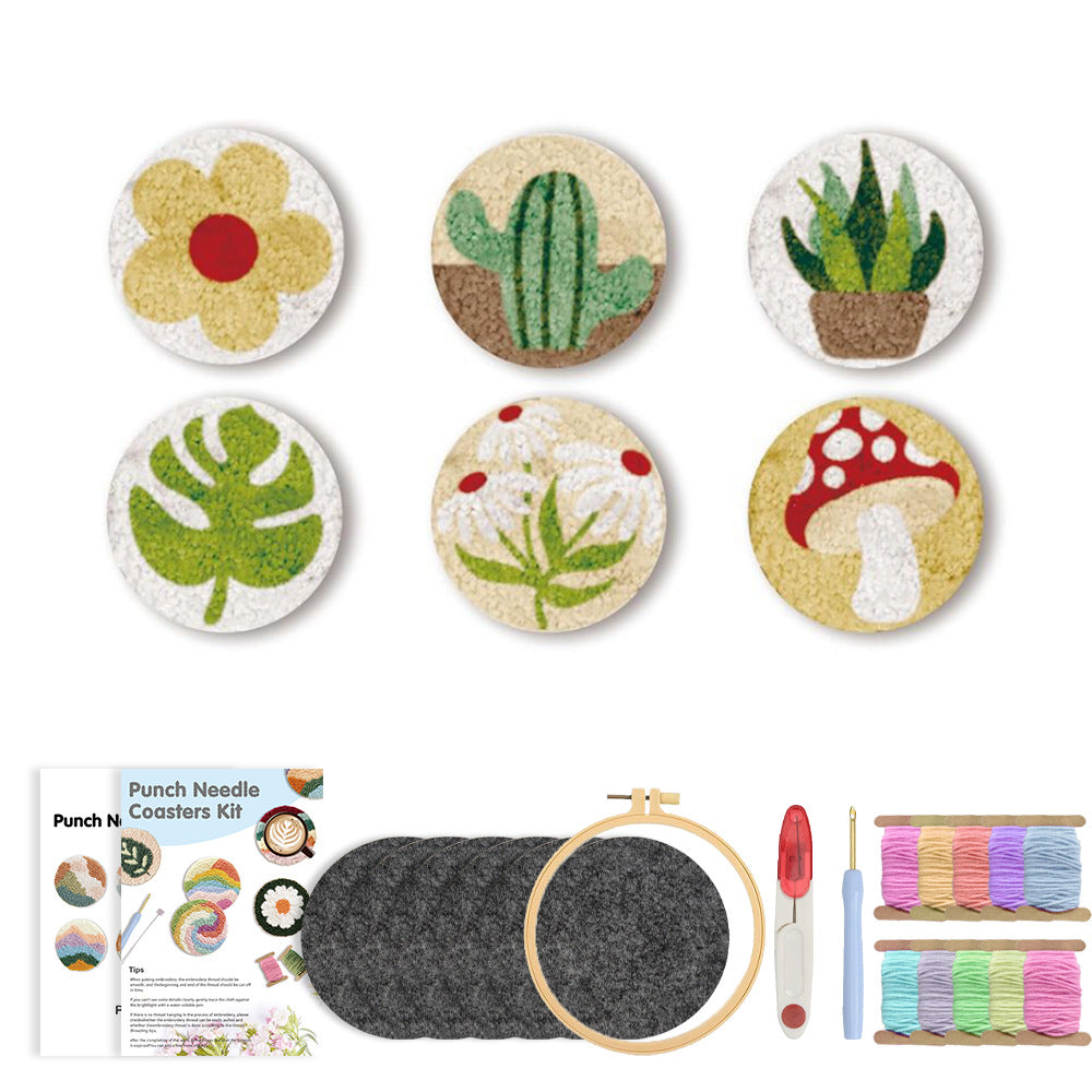 Calm Botanic-Punch Needle Coaster