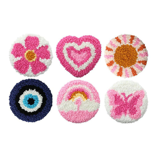 Pink Charms-Punch Needle Coaster