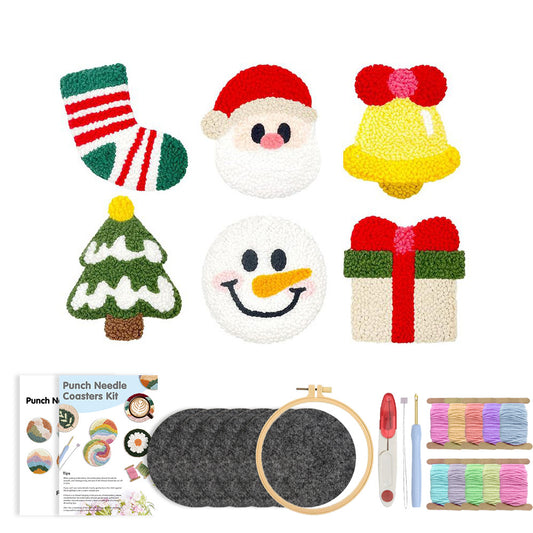 Holiday Cheer-Punch Needle Coaster