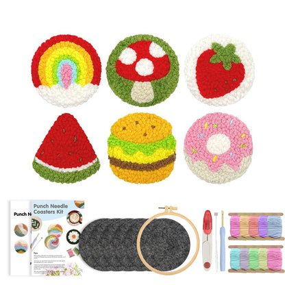Playful Bites-Punch Needle Coaster